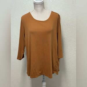 J. JILL Pima Cotton 3/4 Sleeve Tee in Tan Size XL